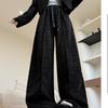 Midline Chenille Wide-leg Pants for Women's Autumn and Winter New Style Lazy Style High Waist Draping Straight Pants Twill Plus Velvet Pants