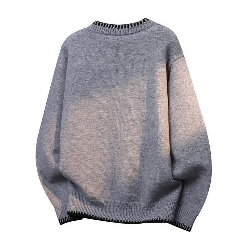 Unisex Chunky Knit Sweater With Round Neck Loose Fit Rabbit Hair Blend Casual Wear Men Women