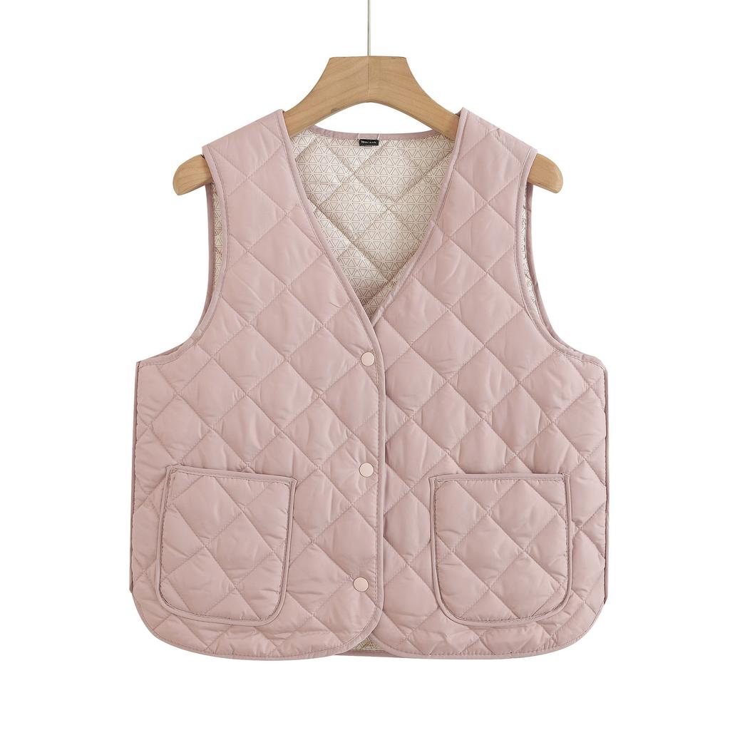 New Middle-aged and Old Mothers Wear Down Cotton Vests, Women's Autumn and Winter Velvet Thermal Vest, and Wear a Vest Jacket.
