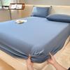 Washed Cotton Bed Sheet Fitted Sheet with Pillowcase Elastic Bands Non Slip Adjustable Mattress Cover for Double King Queen Bed