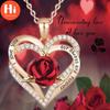 Hi Exquisite Fashion Couple Love Rose Necklace Lady Elegant Jewelry Accessories Banquet Wedding Valentine's Day Anniversary Gift