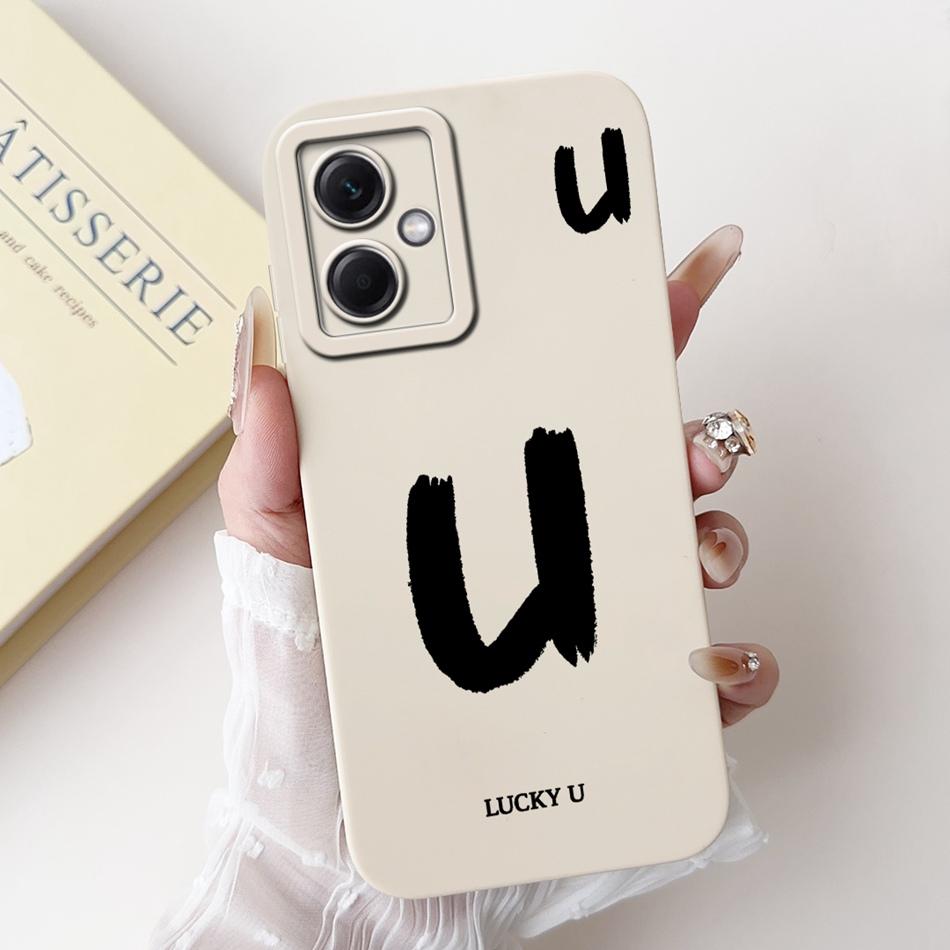For Xiaomi Redmi Note 12 5G Lucky Initial Letter Phone Case For Redmi Note 12 Pro 5G Note12 Soft Silicone Shockproof Bumpers