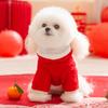 Pet Clothes Happy New Year Small Dog Teddy Bigbear Cat Autumn and Winter New Year's Greetings Two-legged Down Jacket Dog Clothing