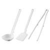 Jitsugyo Silicone Tools Fry Chopstick Tongs of Tower White 5189 5191 5195 Ladle, Returner, [Set 3]