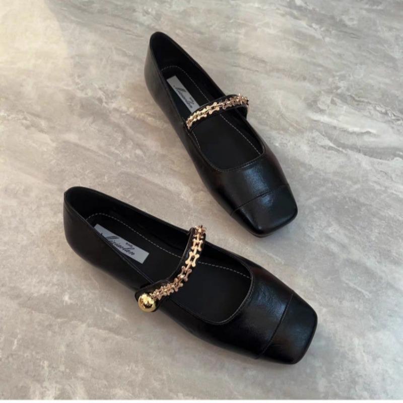 Туфли Мэри Джейн с цепочкой, женские туфли с квадратным носком, весенние туфли с неглубокими носами, новые модные туфли 2024 года для вечеринок, повседневные женские элегантные уютные туфли Zapatillas
