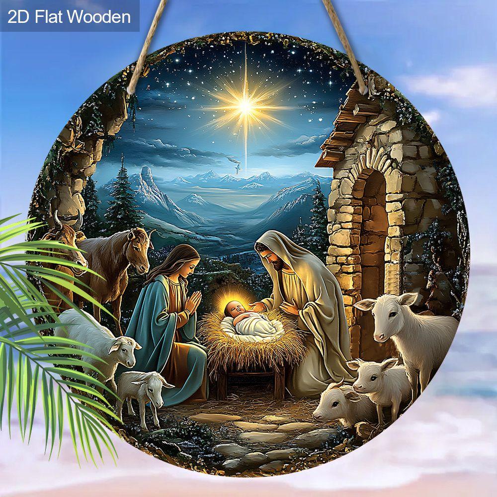 Holy Night Nativity Scene Pendant, Decoration of Home Walls or Doors, 2d Flat Wooden, Christmas Decoration, Gifts for Friends and Family