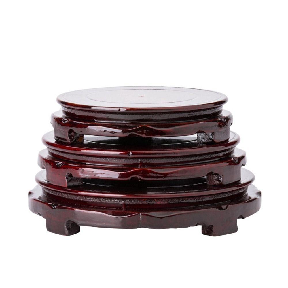 Round 1Pcs Antique Carved Vintage Rotate Teapot Display Holder Stand Base Vase Base Ornament