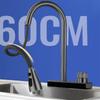 New 4 Modes Waterfall Grey Sink Kitchen Faucet Hot Cold Pull Out Mixer Sprayer Head Flying Rain Tap Single Hole Deck Mounted