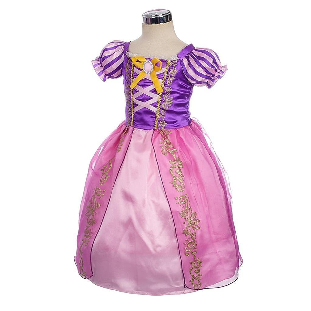 Magic Enchanted Purple Rapunzel Princess Dress Long Bell Sleeve Tutu Dress for Girls
