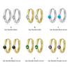 Bisaer 925 Sterling Silver Hypoallergenic Earrings Colorful Cubic Zirconia Women Ear Buckles