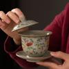 Ru Kiln Cover Bowl Tea Cup Teapot Kung Fu Tea Bowl With Cover Single Tea Making Cover Bowl High-end Antique Ceramic Tea Set