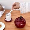 Ceramic Red Fruit Toothpick Dispenser Dental Floss Toothpick Holder Home Office Restaurant Kitchen Desktop Toothpick Organizer Container