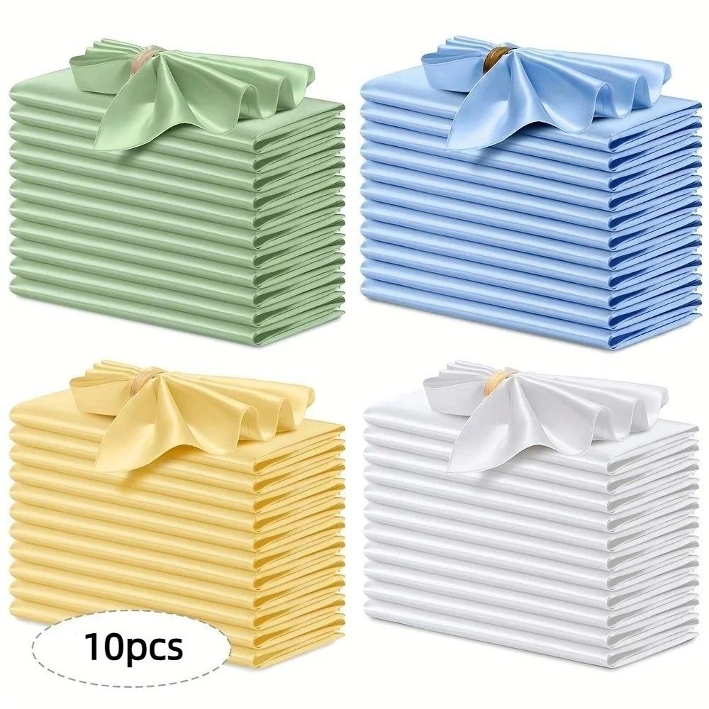 10pcs Smooth Silky Satin Napkin 30x30cm Table Napkins Dinner Napkins  For Wedding Banquet Restaurant