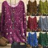 Fashion Women Round Neck Printed T-Shirt Casual Loose Vintage Pullover Tops