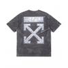 Off-White Ss26 Винтажная стирка Американский уличный стиль Дизайн со стрелой сзади Модная легкая роскошь Трендовая универсальная футболка с коротким рукавом OFFTEGLOG332Q