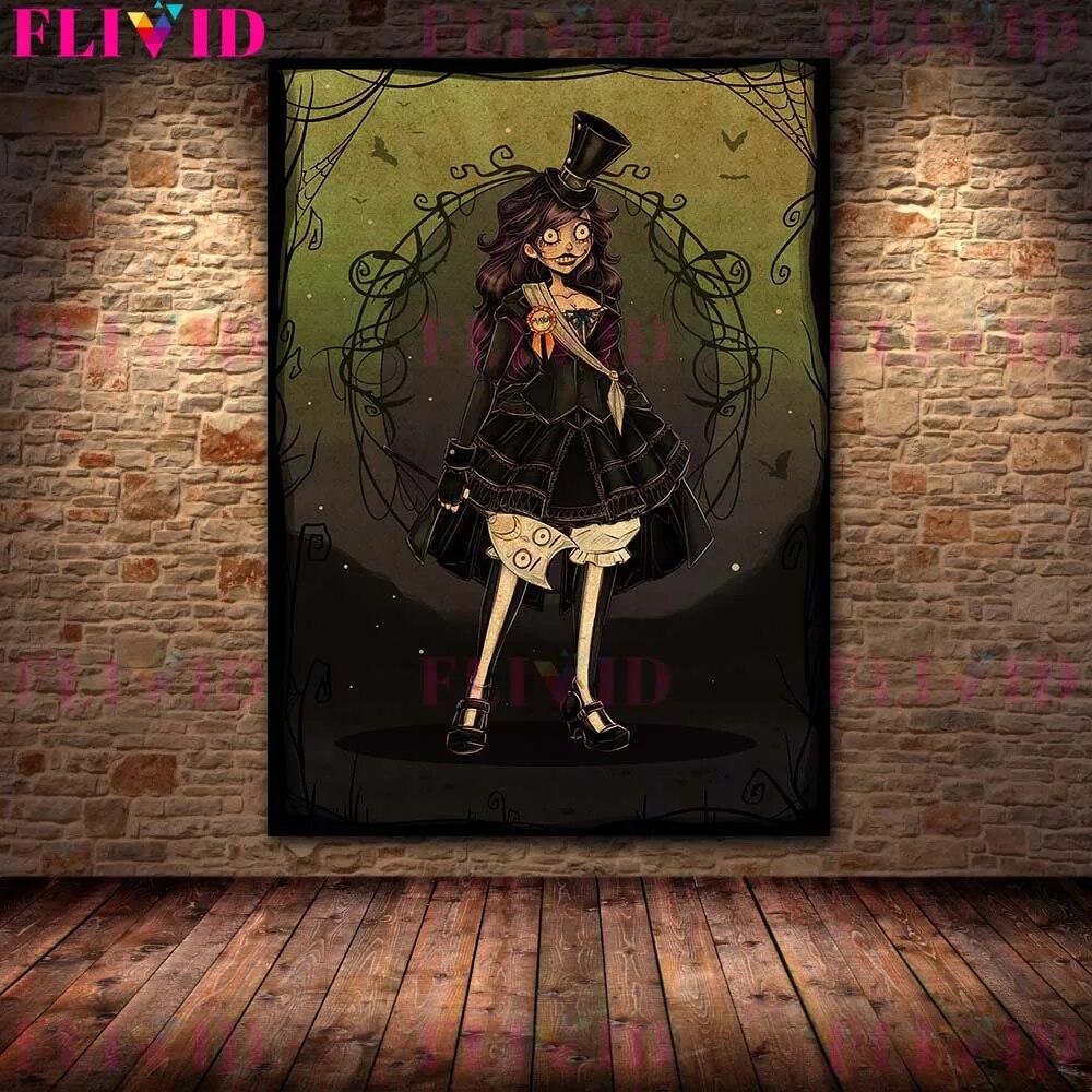 Грибная фея и зомби девушка готический художественный постер и принты украшение дома кровь ведьма настенная живопись холст без рамки