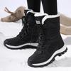 Women Waterproof Cotton Shoes High-top Snow Boots Fashion PU Leather Plush Boots Winter Outdoor Casual Shoes