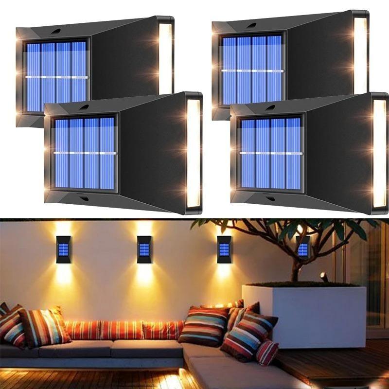 4 шт. солнечный светильник для украшения сада, мощный уличный водонепроницаемый настенный светильник на солнечной энергии, солнечный свет, уличный фонарь