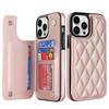 Leather Rhombic Grid Pattern Cover for For IPhone 16 15 14 13 12 Mini 11 Pro Max XR 7 8 Plus Card Slots Holder Purse Phone Case