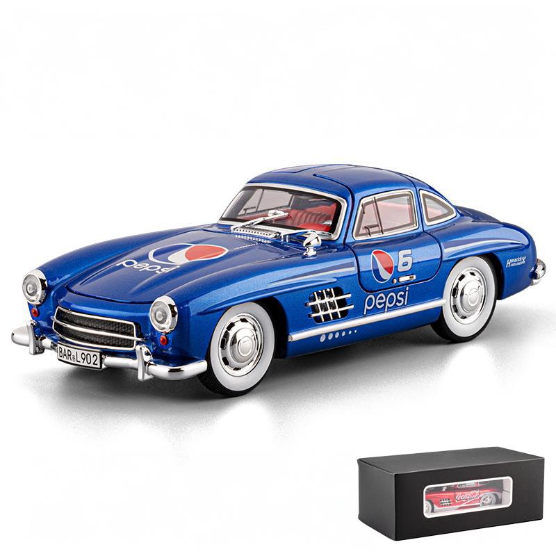 1:24 Бенц 300SL Кока-Кола Пепси-Кола Классический Винтажный Автомобиль Сплав Литье под Давлением Модель Автомобиля Звук и Свет Оттяжка Коллекция Хобби Подарок