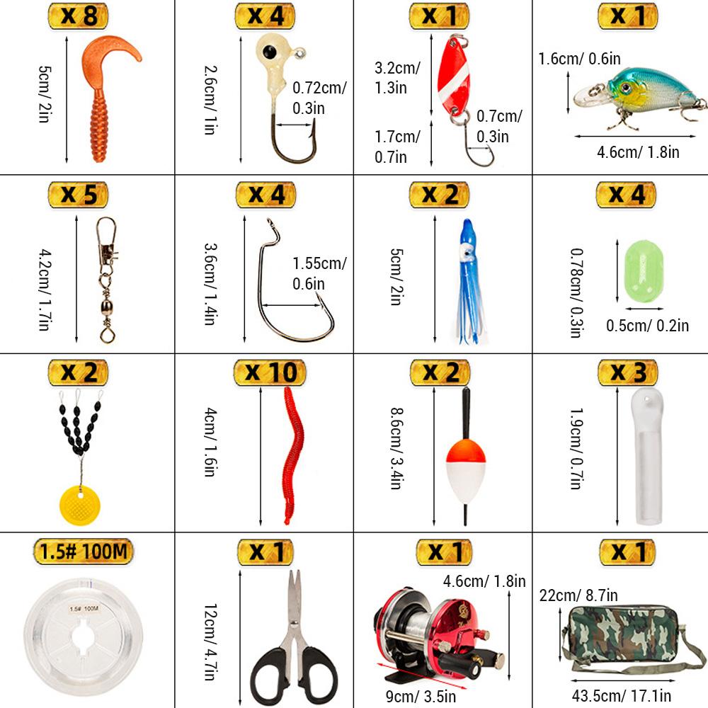 Набор снастей для зимней рыбалки, 52 шт., комбинированная удочка и катушка для зимней рыбалки с ковшом для зимней рыбалки, крючок для зимней рыбалки