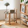 Trolley Movable Side Table Storage Rack Internet Fashion Living Room Retro Furniture Simple Glass Dining Car