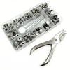 200Pcs Boxed Snaps Buttons Set Double Cap Leather Punch Pliers Durable Snap Fastener Kit  DIY Craft