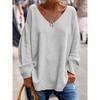 Women's Pullover Solid Color V-Neck Long Sleeve Loose Casual Comfortable Long Sleeve Knit Sweater