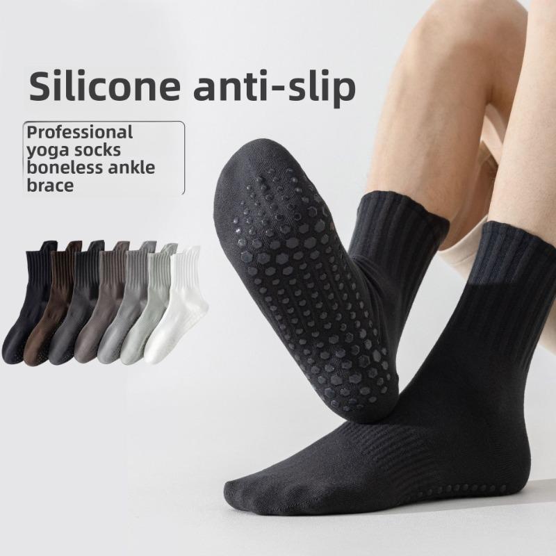 5 Pairs of Full Palm Silicone Non-slip Sports Men's Socks Non-slip Shock-absorbing Running Fitness Sweat-absorbing Breathable Boneless Cotton Socks