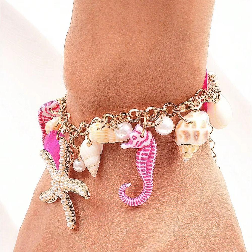 Imitation Pearl Shell Starfish Bracelet Sea Series Natural Conch Beach Bracelets Beach