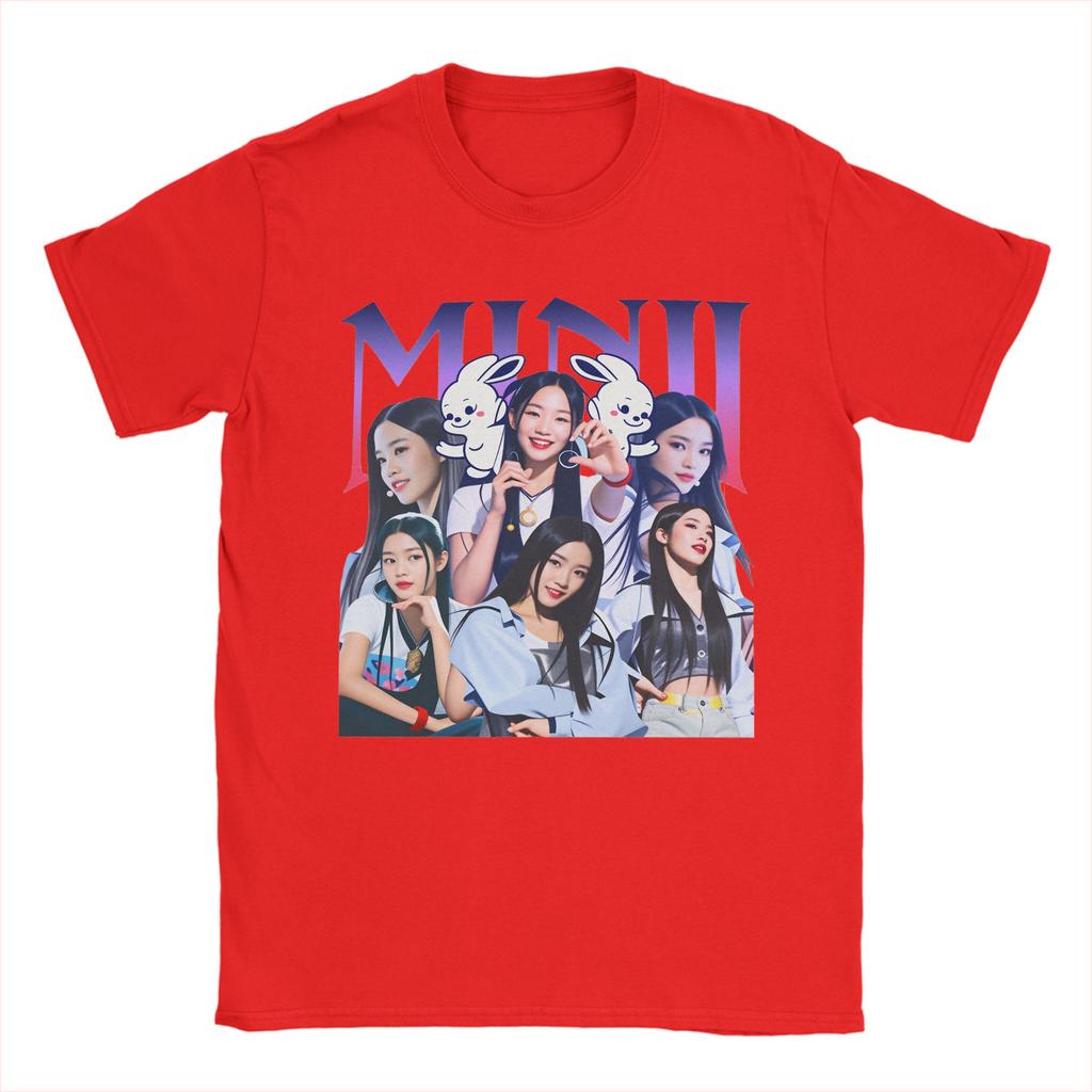 Minji TShirt Summer Kpop Music Fans Trendy Cool T Shirts Couple Pure Cotton Crew Neck Oversize Tees Short Sleeve Vintage Tshirt