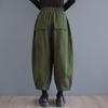 Большие размеры Винтажные высокие талии Повседневные свободные брюки-шаровары с широкими штанинами Весна Осень Женские брюки