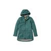 Solid Color Logo Zip Long Sleeve Hooded Jacket Women Jackets Blue-Green A41R2-CL6