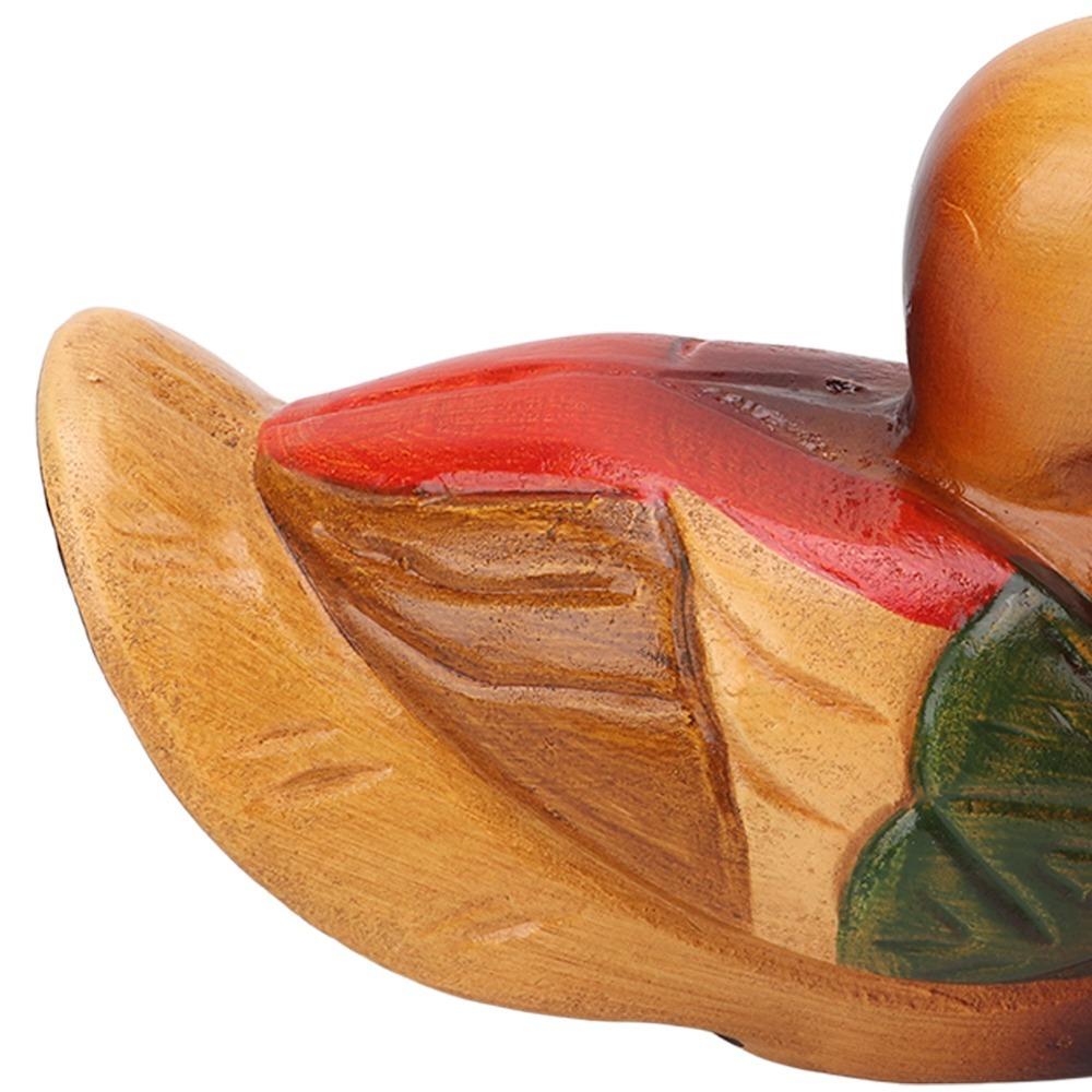 2pcs Hand Carved Wooden Duck Statues Safe Paint Hand Painted Duck Figurine Home Decor