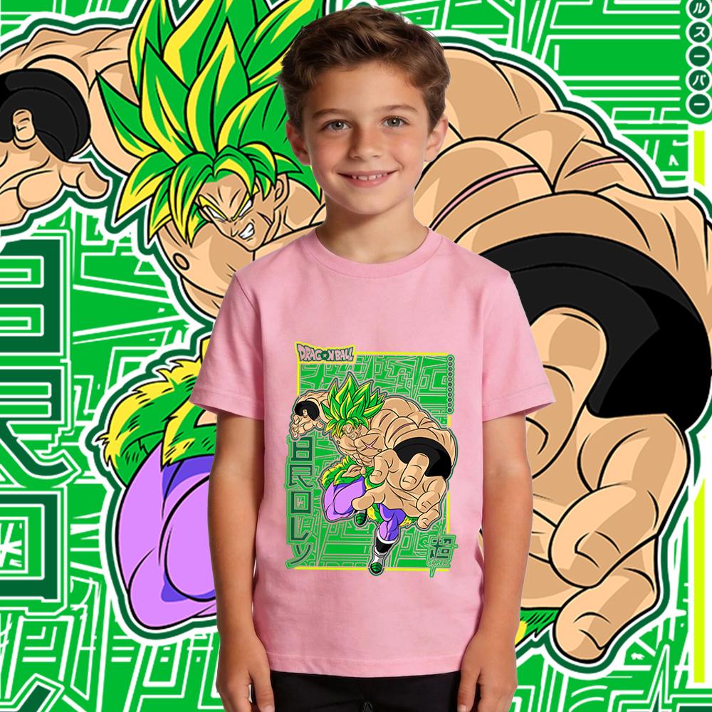 Dbs Broly Anime Print Cotton T Shirt for Boys and Girls Kids Casual Short Sleeve Tee Top Soft Breathable Summer Clothes