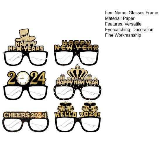 6/12 шт. привлекательная оправа для очков 2024 с новым годом 3D очки реквизит для вечеринки для украшения фестиваля