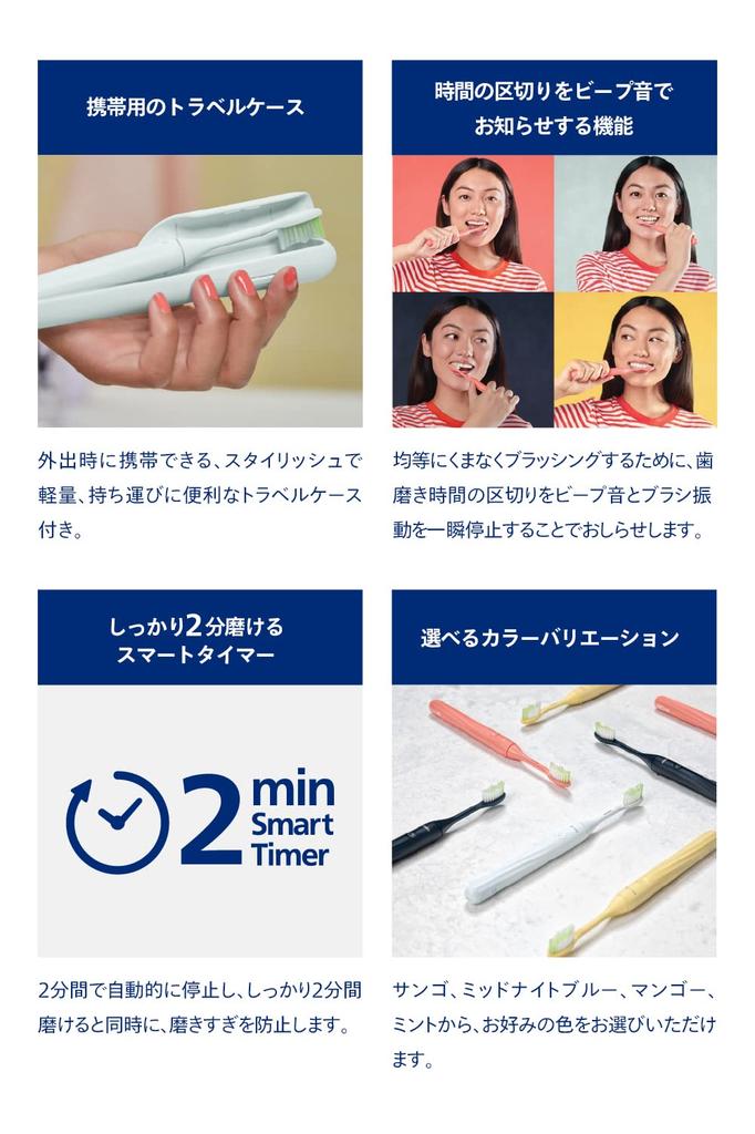 Philips Electric Toothbrush Sonicare Philips One Compact Travel Mint (with Case) HY1100/03