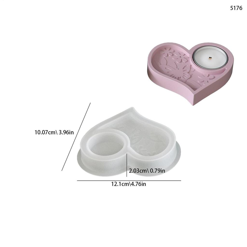3 Pieces Butterfly Flower Heart Shape Silicone Mold Candlestick Epoxy Resin Molds Spring Decoration Handmade Candle Holder Mold