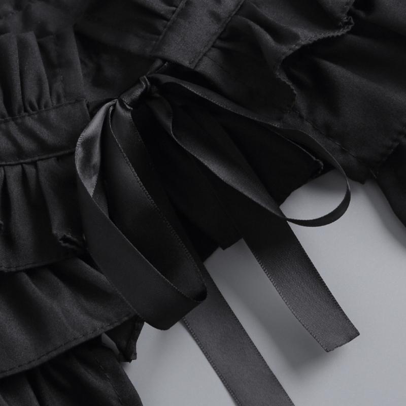 Элегантный готический викторианский многослойный жабо-чокер с завязками для женщин и девушек, съемная плиссированная накидка-шаль