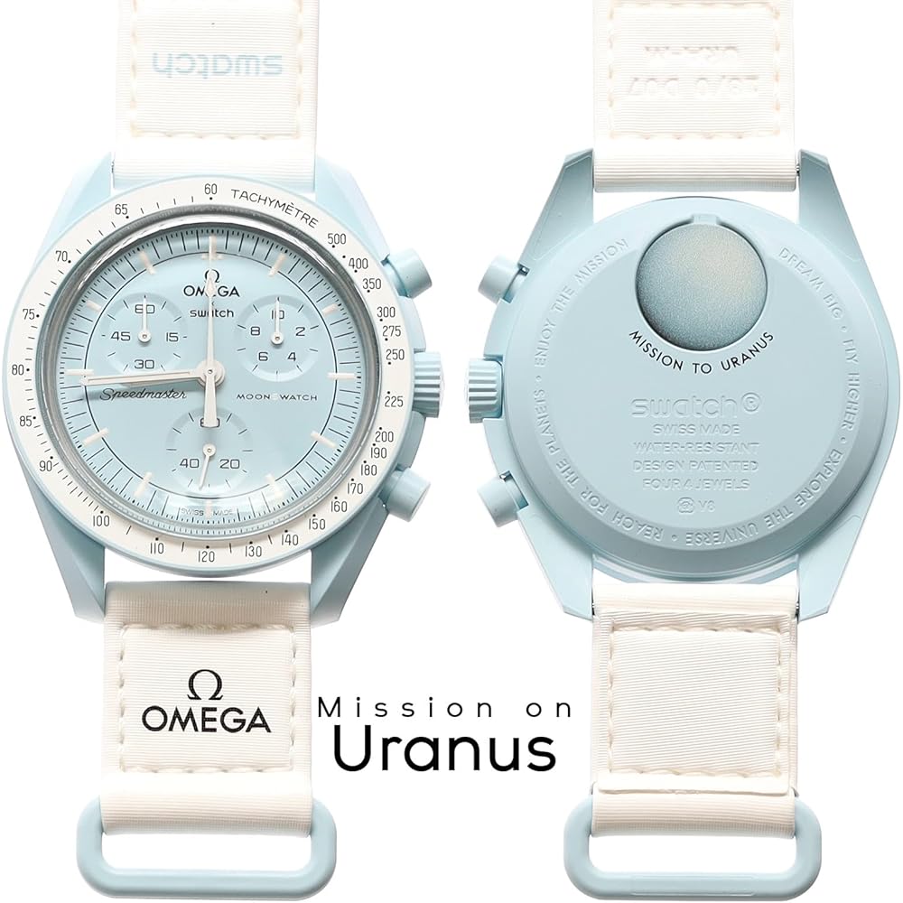 Часы Omega x Swatch Uranus, водонепроницаемые, унисекс, с упаковкой
