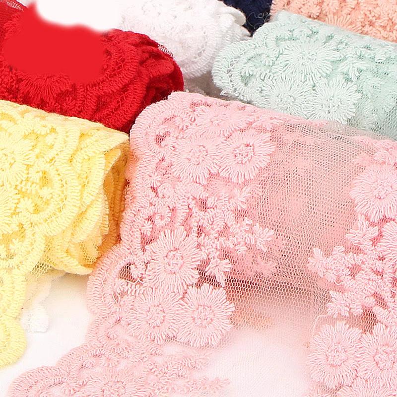 1 Метр Хлопок Цветочная Вышивка Сетка Пэчворк Кружево DIY Одежда Швейная Ткань 12 см Ширина DIY Одежда Шторы Аксессуары Лента