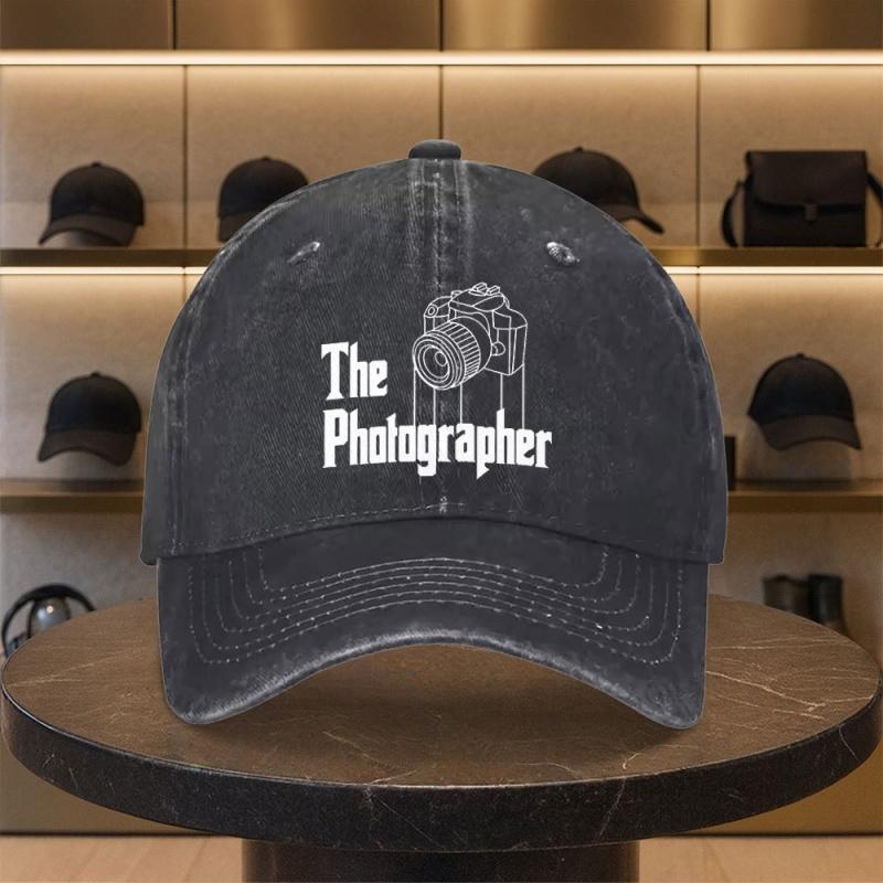 Casual Fashion Photographer Camera Print Washed Baseball Cap Unisex Snapback Hat