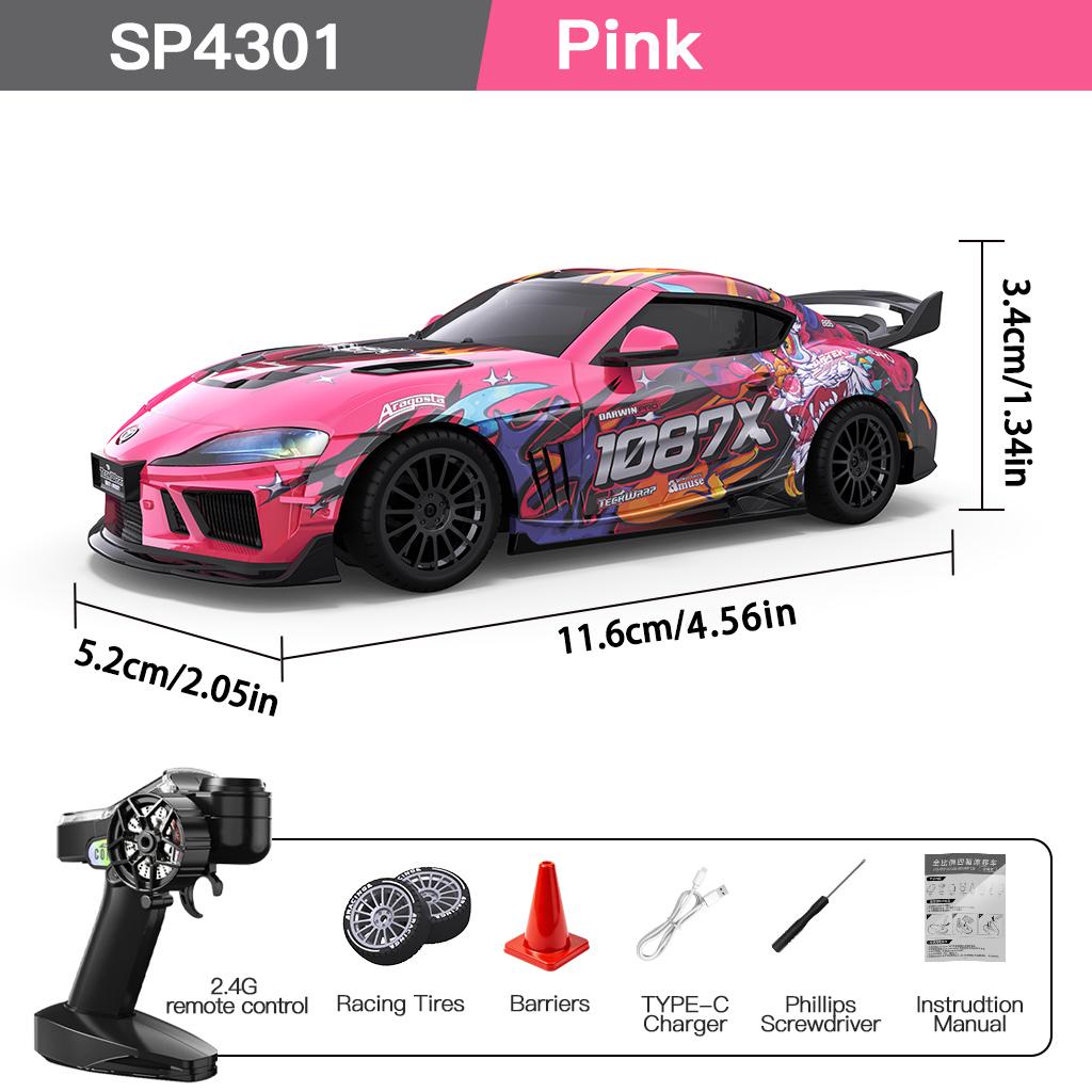 2026 Многофункциональный SP4301 1:43 Мини-RC Дрифт-машина с крутыми светодиодными огнями 2,4G 4WD Гироскоп Пульт дистанционного управления Машина Высокоскоростная Гоночная машина Игрушка для ребенка Подарок