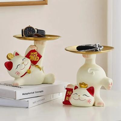 Креативный поднос для хранения кошек, фигурка, современный стиль, домашний декор, настольные украшения, скульптура животных, аксессуары для гостиной, поделки