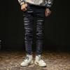 Four Season Wearable European And American Men'S Knee Ripped Jeans Stretch High Street Trend Slim Pants Motorcycle Pleated Small Leg Pants