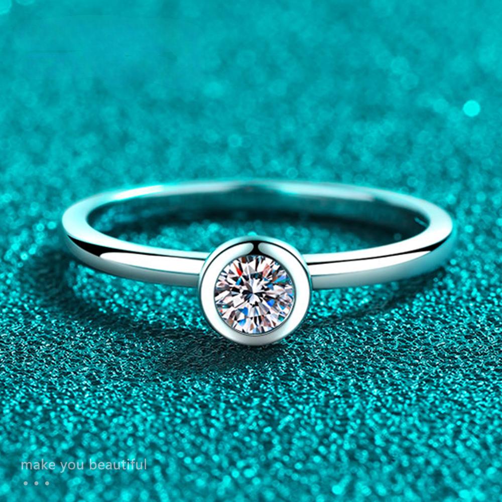 D Color VVS1 Moissanite Rings Round Classic Trendy Women Man Fine Jewelry GRA Certified S925 Sterling Sliver Plated 18k Ring