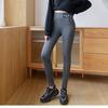 Зимние женские леггинсы однотонные теплые утолщенные с высокой талией, поддерживающие ягодицы, эластичные прогулочные брюки с карманом