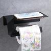 304 Stainless Steel Bathroom Paper Roll Holder With Phone Shelf Toilet Paper Holder Tissue Box Bathroom Mobile Phone Towel Rack