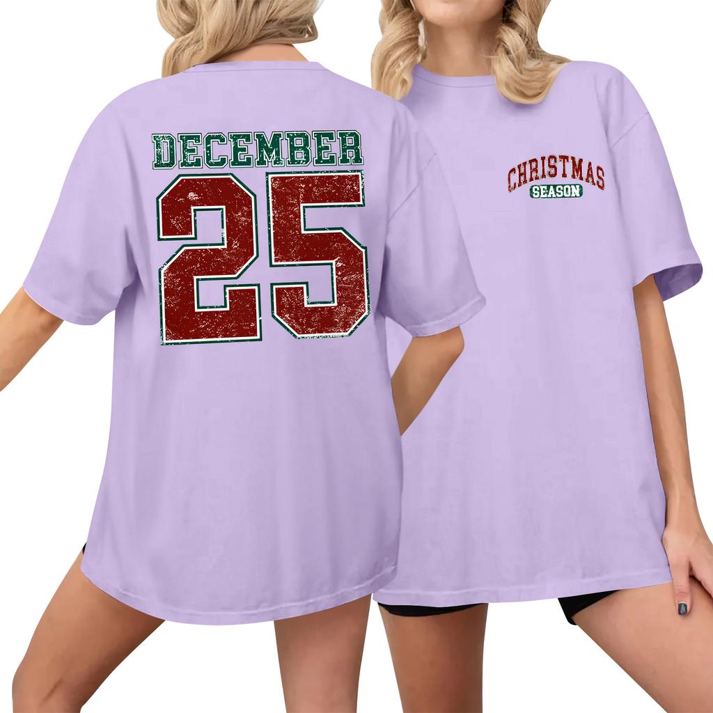 Women's Casual Printed T-Shirt Round Neck Pullover Short Sleeve Top