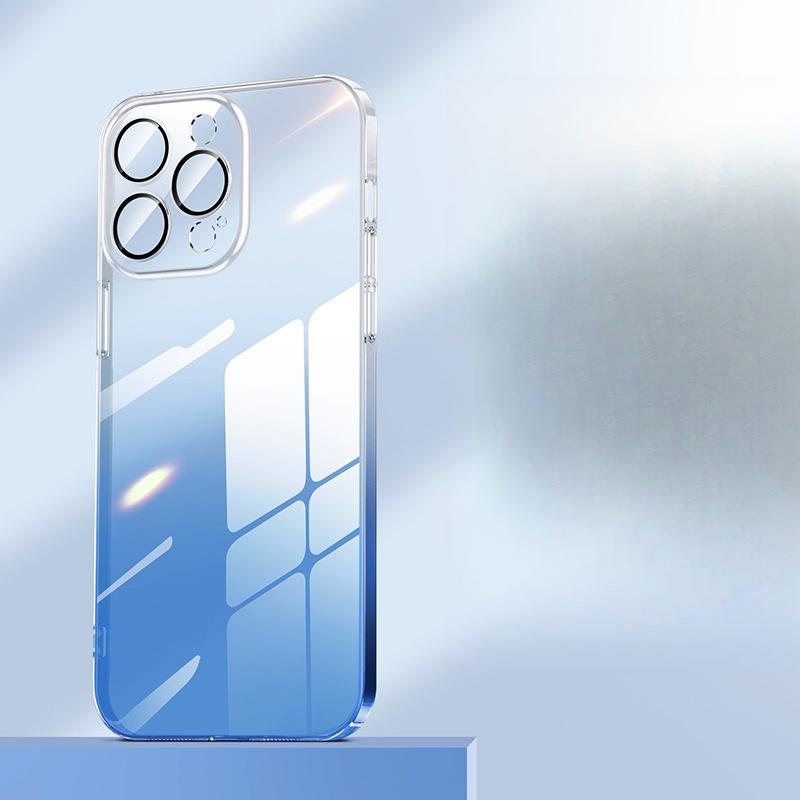 Подходящий для IPhone15 Ультратонкий чехол для телефона Градиент, Apple 14proMax Противоударный 13 Защитный чехол с полной пленкой для объектива